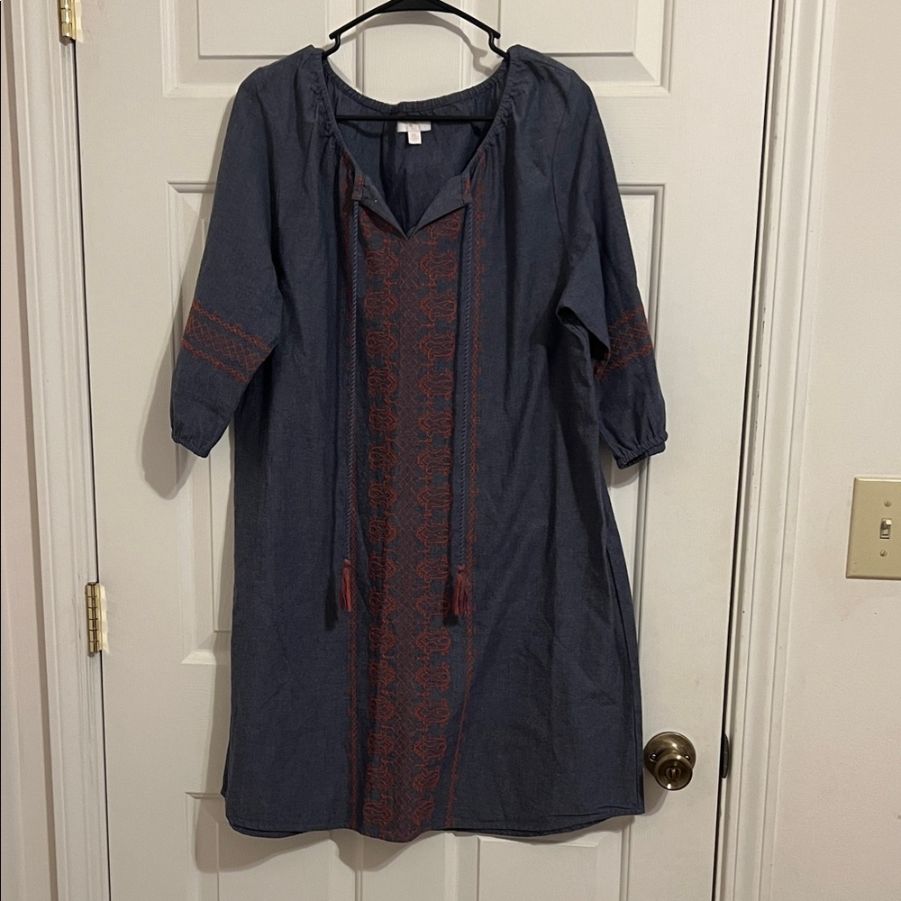 Embroidered Blue Dress